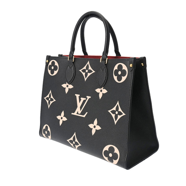 LOUIS VUITTON ルイヴィトン モノグラムアンプラント オンザゴー MM 黒/ベージュ M45495 レディース レザー 2WAYバッグ Aランク 中古 銀蔵