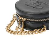 CHANEL シャネル チェーンショルダー ラウンド 2WAY 黒 ゴールド金具 レディース カーフ ショルダーバッグ Aランク 中古 銀蔵