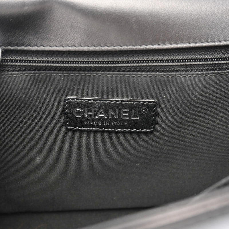 CHANEL シャネル ボーイシャネル チェーンショルダー 28cm  黒 アンティーク調シルバー金具 レディース ラムスキン ショルダーバッグ Aランク 中古 銀蔵