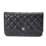 CHANEL シャネル マトラッセ チェーンウォレット 黒 シルバー金具 AP0250 レディース キャビアスキン ショルダーバッグ Aランク 中古 銀蔵