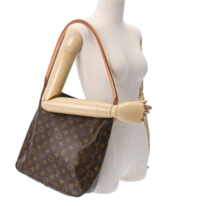 LOUIS VUITTON ルイヴィトン モノグラム ルーピング GM ブラウン M51145 レディース モノグラムキャンバス ワンショルダーバッグ Bランク 中古 銀蔵