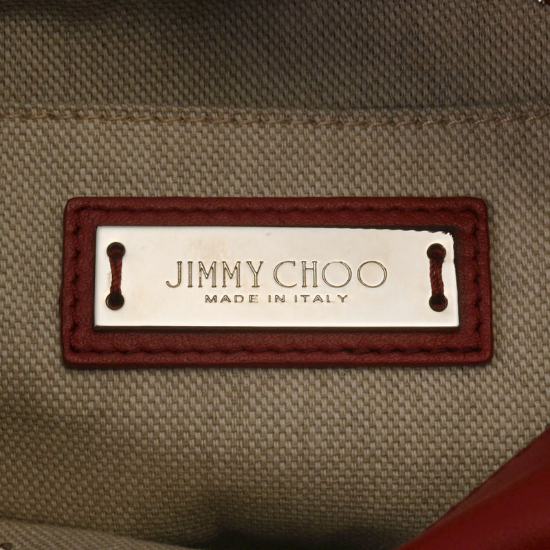 JIMMY CHOO ジミーチュウ ミニサラ  スタースタッズ 2WAY 赤 レディース レザー ハンドバッグ ABランク 中古 銀蔵