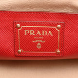 PRADA プラダ 2WAYトートバッグ ベージュ/赤 ゴールド金具 BN2595 レディース キャンバス レザー ハンドバッグ ABランク 中古 銀蔵