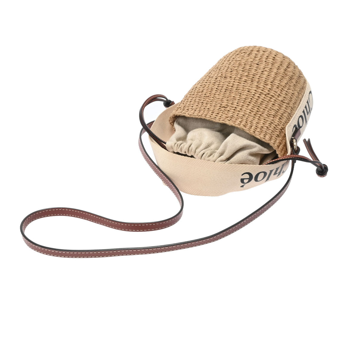 クロエウッディ スモールバケット ベージュ/ブラウン ゴールド