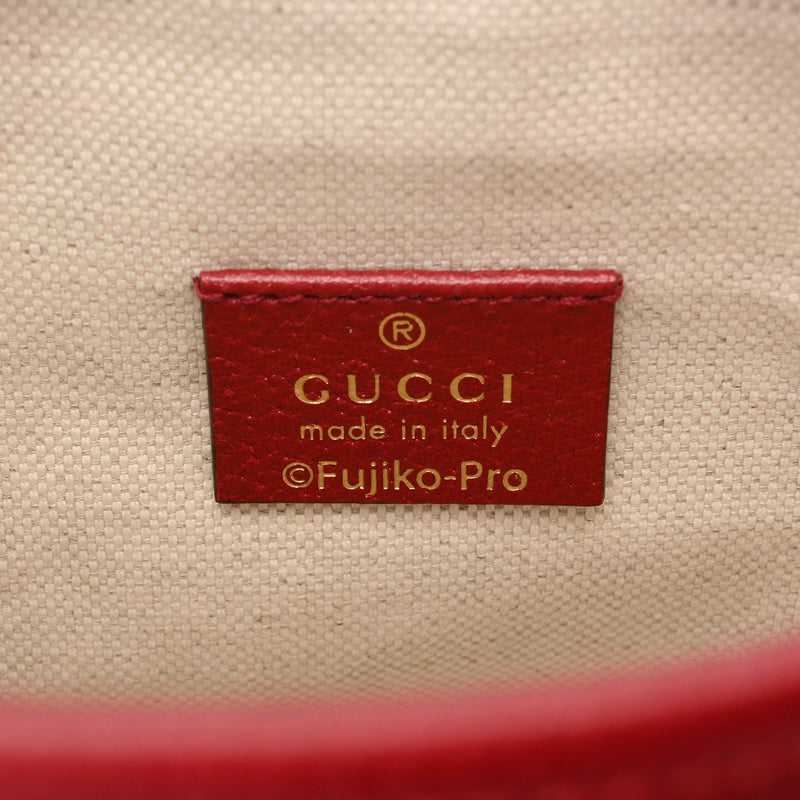 GUCCI グッチ ミニ バケット ミニ GGスプリーム ベージュ/赤 ゴールド金具 647801 レディース PVC レザー ショルダーバッグ Aランク 中古 銀蔵