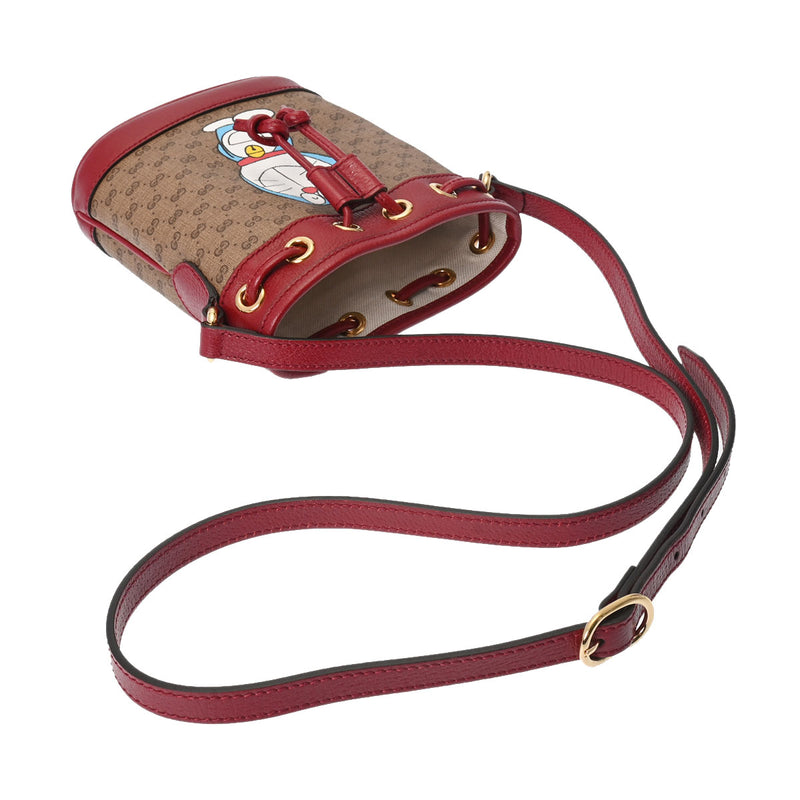 GUCCI グッチ ミニ バケット ミニ GGスプリーム ベージュ/赤 ゴールド金具 647801 レディース PVC レザー ショルダーバッグ Aランク 中古 銀蔵