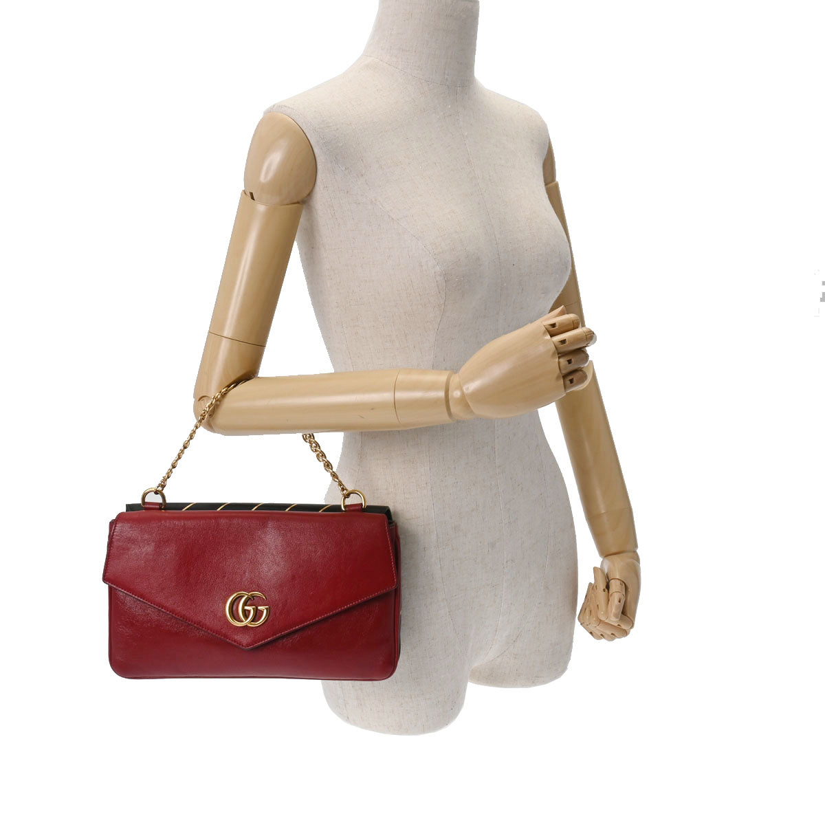 【GUCCI】グッチ GGキャット ダブルフェイス チェーンショルダー 524822 カーフ 赤/黒 レディース ショルダーバッグ グッチGGキャット ダブルフェイス チェーン 黒/赤 ゴールド金具