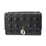 CHRISTIAN DIOR クリスチャンディオール MISS DIOR トップハンドルバッグ 黒 M0997ONGE_M900 レディース ラムスキン ショルダーバッグ 新同 中古 銀蔵