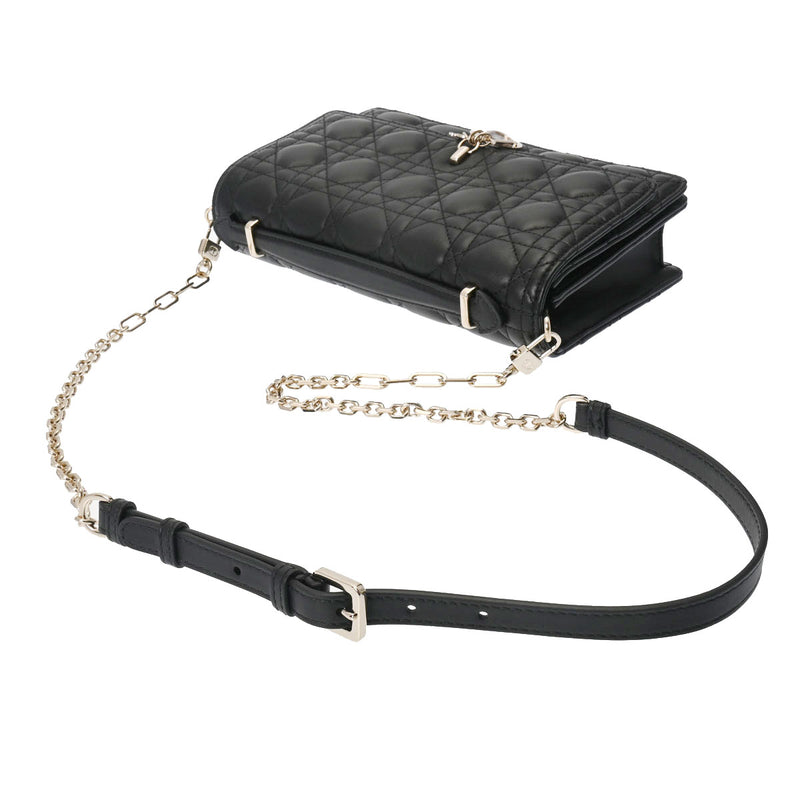 CHRISTIAN DIOR クリスチャンディオール MISS DIOR トップハンドルバッグ 黒 M0997ONGE_M900 レディース ラムスキン ショルダーバッグ 新同 中古 銀蔵