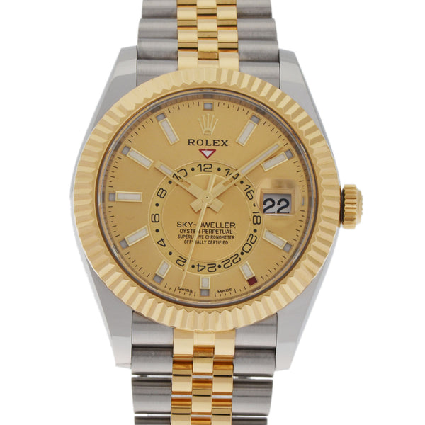 ROLEX ロレックス スカイドゥエラー 326933 メンズ SS/YG 腕時計 自動巻き ゴールド文字盤 Aランク 中古 銀蔵