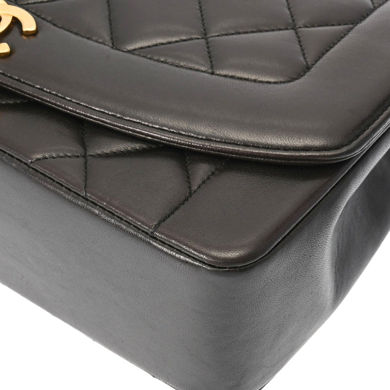 CHANEL シャネル マトラッセ ダイアナ 25cm チェーンショルダー  黒 ゴールド金具 レディース ラムスキン ショルダーバッグ ABランク 中古 銀蔵