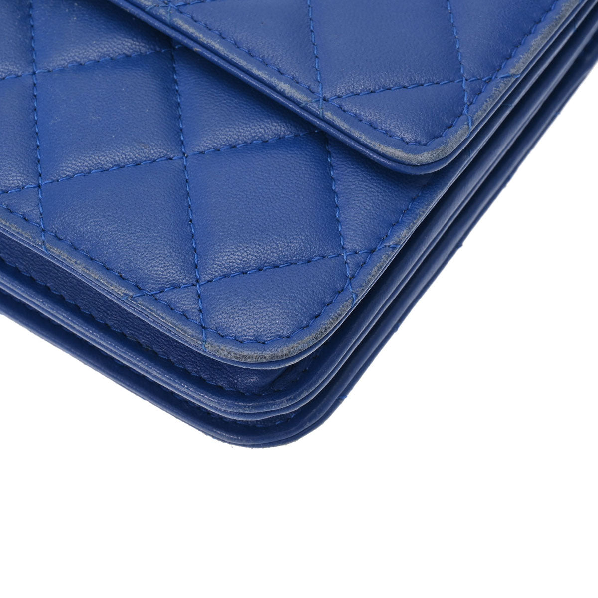 シャネルチェーンウォレット 42976 青 シルバー金具 レディース