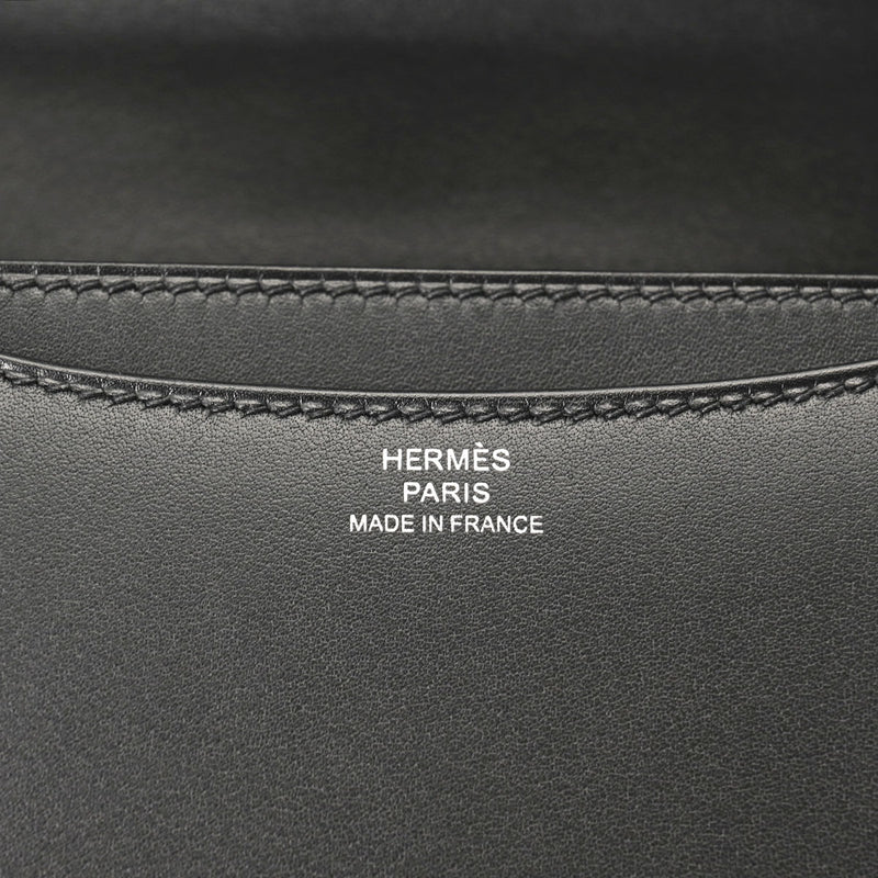 HERMES エルメス コンスタンスミニ18 黒/白 パラジウム金具 Y刻印(2020年頃) レディース スイフト ホワイトラッカー ショルダーバッグ 新同 中古 銀蔵