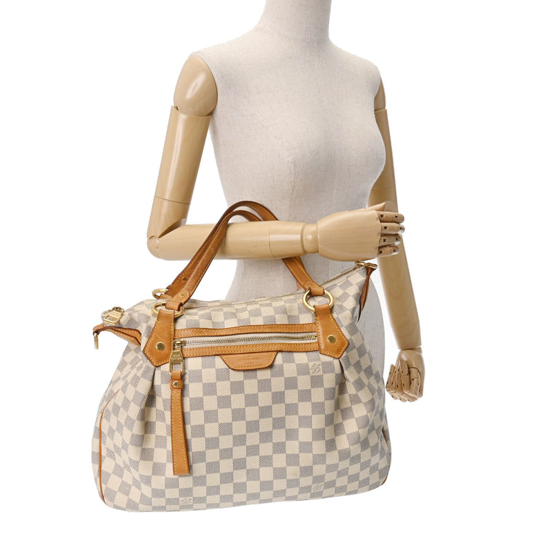 LOUIS VUITTON ルイヴィトン ダミエアズール イーヴォラ MM 2WAY 白 N41133 レディース ダミエアズールキャンバス ハンドバッグ Bランク 中古 銀蔵