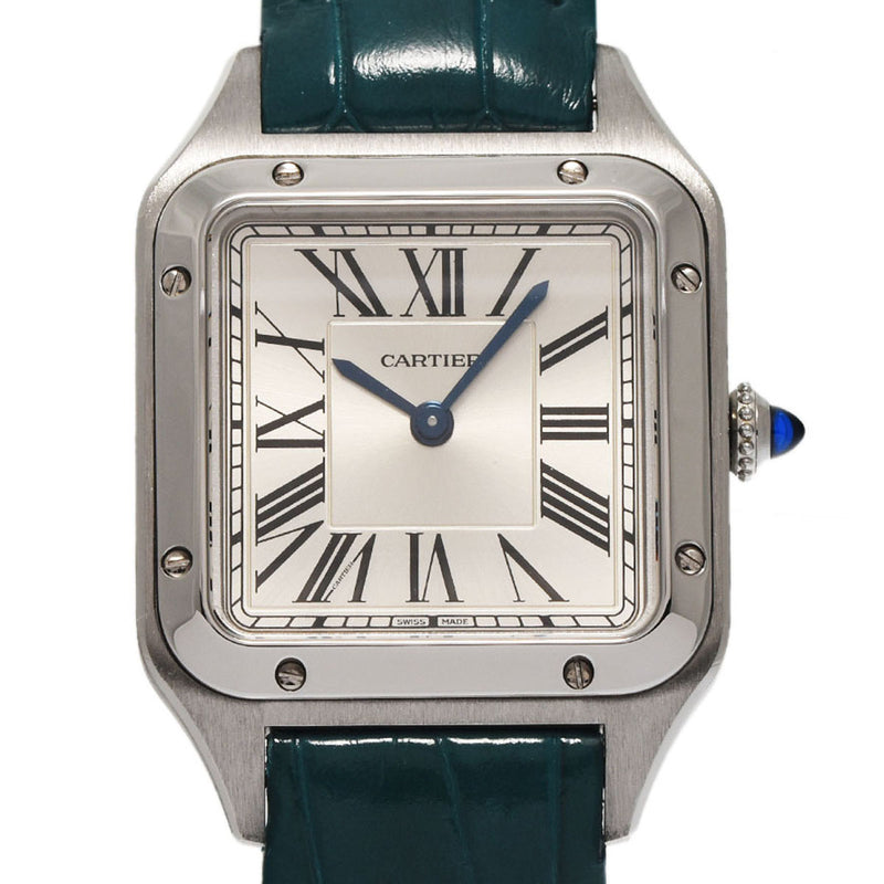 CARTIER カルティエ サントス デュモン SM WSSA0023 レディース SS/革 腕時計 クオーツ シルバー文字盤 Aランク 中古 銀蔵