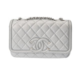 CHANEL シャネル CCフィリグリー チェーンショルダー シルバー シルバー金具 A93340 レディース キャビアスキン ショルダーバッグ ABランク 中古 銀蔵