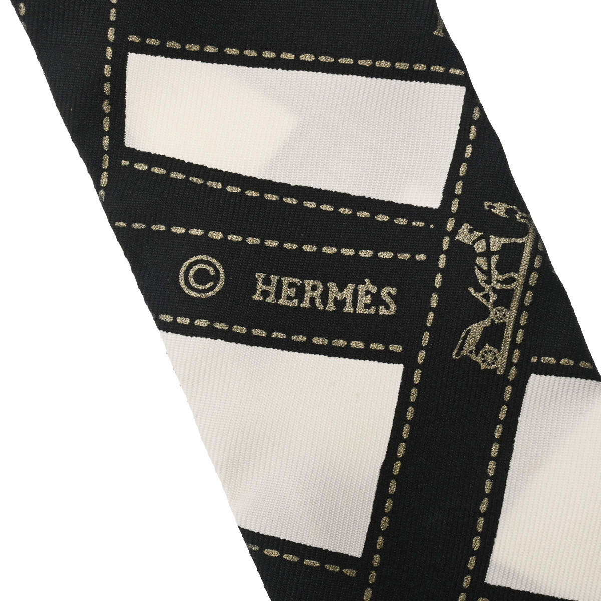 エルメスツイリー Bolduc リボン柄 白/黒 レディース シルク100％ スカーフ HERMES 中古 – 銀蔵オンライン