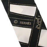 HERMES エルメス ツイリー Bolduc リボン柄 白/黒 レディース シルク100％ スカーフ ABランク 中古 銀蔵