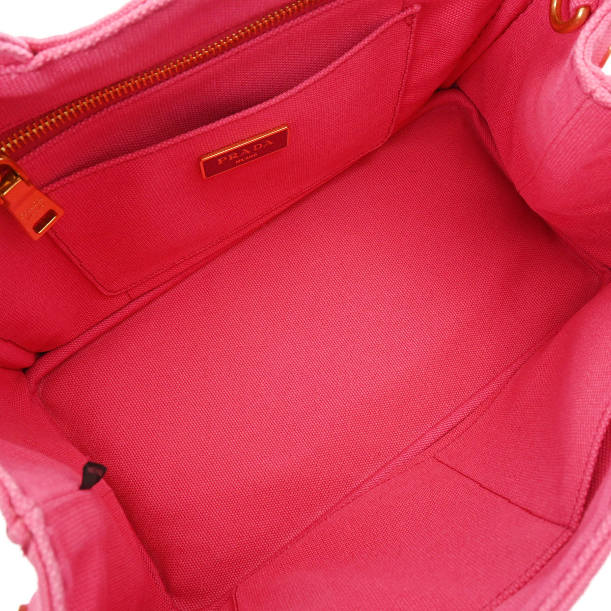 プラダカナパ ミニ 2WAY ピンク レディース キャンバス トートバッグ 