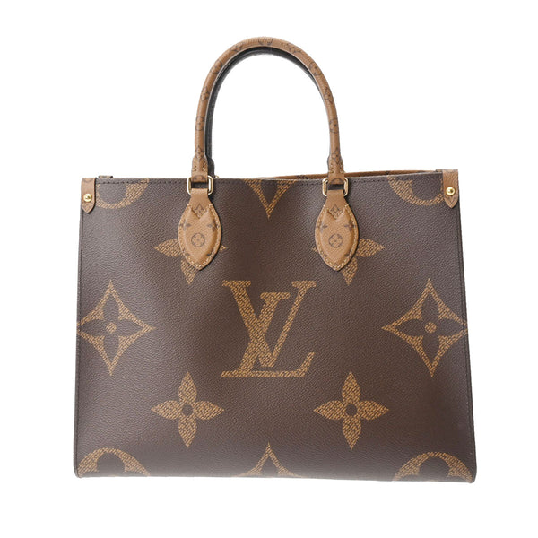 LOUIS VUITTON ルイヴィトン モノグラムジャイアント オンザゴー MM 2WAYトート ブラウン M45321 レディース モノグラムリバースキャンバス ハンドバッグ Aランク 中古 銀蔵