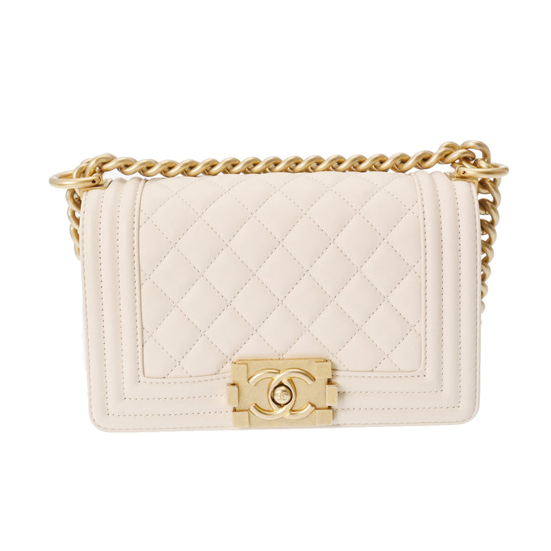 CHANEL シャネル ボーイシャネル チェーンショルダー ベージュ ゴールド金具 A67085 レディース レザー ショルダーバッグ 新同 中古 銀蔵