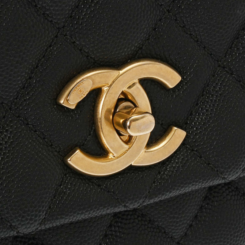 CHANEL シャネル マトラッセ トップハンドル 29 2WAY 黒 アンティーク調ゴールド金具 A92991 レディース キャビアスキン ハンドバッグ ABランク 中古 銀蔵