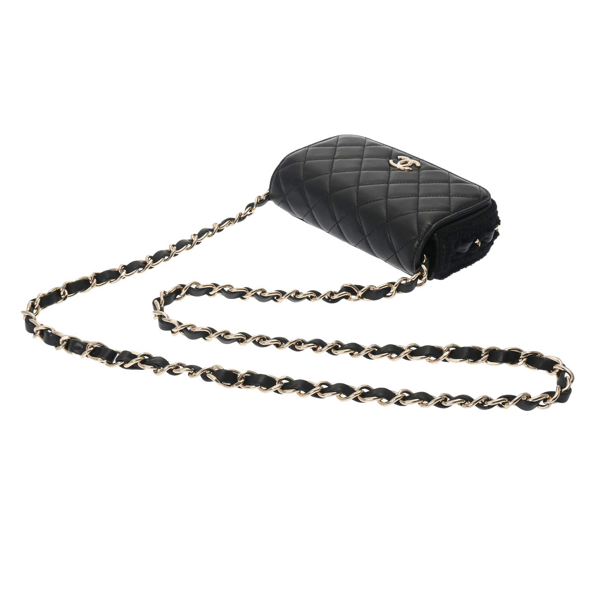 シャネルミニチェーンショルダー 黒 シャンパンゴールド金具