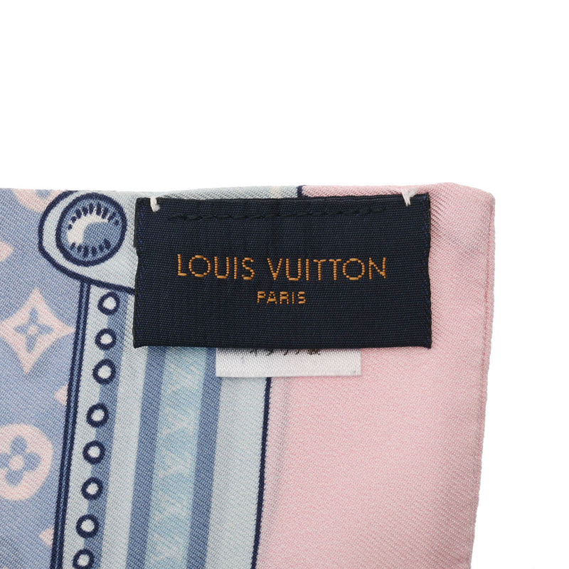 LOUIS VUITTON ルイヴィトン バンドー アニマル ブルー/ピンク M70703 レディース シルク100％ スカーフ Bランク 中古 銀蔵