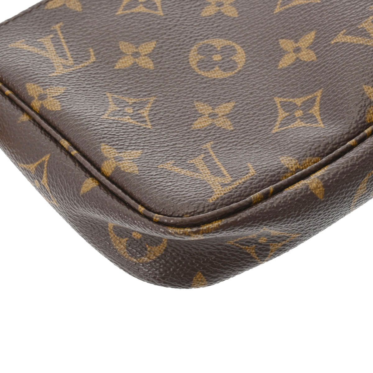 LOUIS VUITTON ルイヴィトン モノグラム アクセサリーポーチ ポシェットアクセソワール M51980 ブラウン 美品 白く 中古