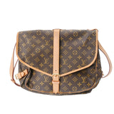 LOUIS VUITTON ルイヴィトン モノグラム ソミュール 35 ブラウン M42254 ユニセックス モノグラムキャンバス ショルダーバッグ Bランク 中古 銀蔵