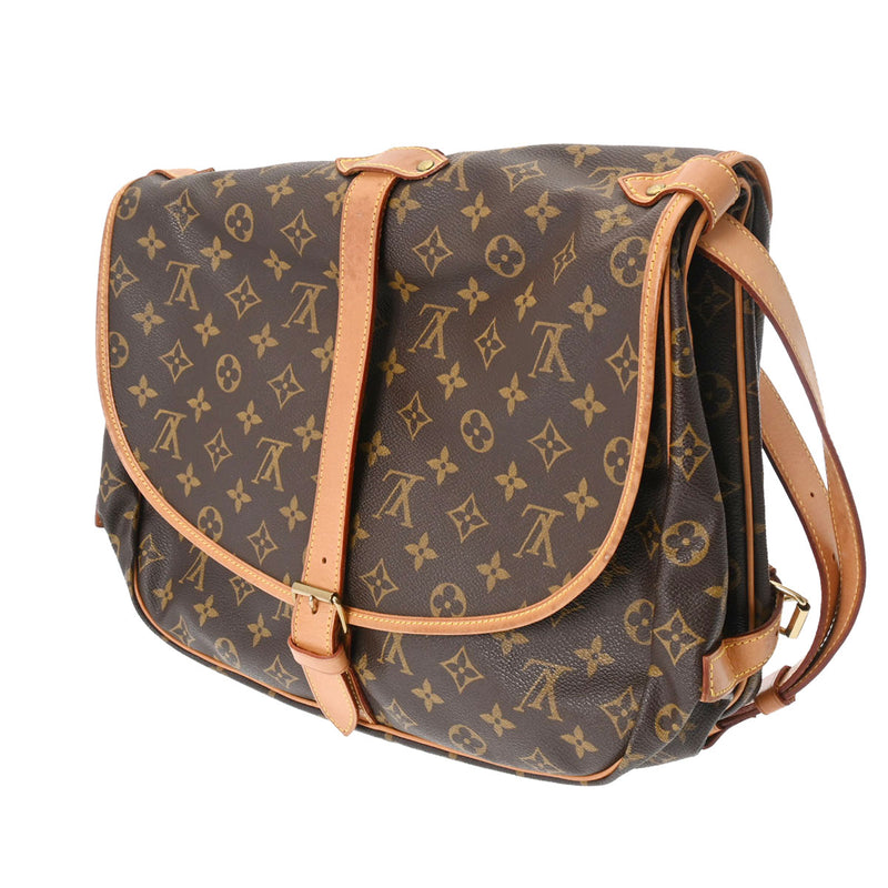 LOUIS VUITTON ルイヴィトン モノグラム ソミュール 35 ブラウン M42254 ユニセックス モノグラムキャンバス ショルダーバッグ Bランク 中古 銀蔵