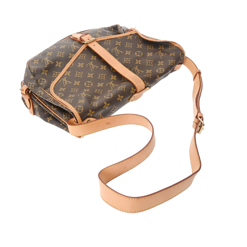 LOUIS VUITTON ルイヴィトン モノグラム ソミュール 35 ブラウン M42254 ユニセックス モノグラムキャンバス ショルダーバッグ Bランク 中古 銀蔵