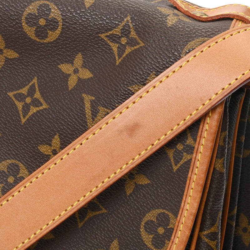 LOUIS VUITTON ルイヴィトン モノグラム ソミュール 35 ブラウン M42254 ユニセックス モノグラムキャンバス ショルダーバッグ Bランク 中古 銀蔵