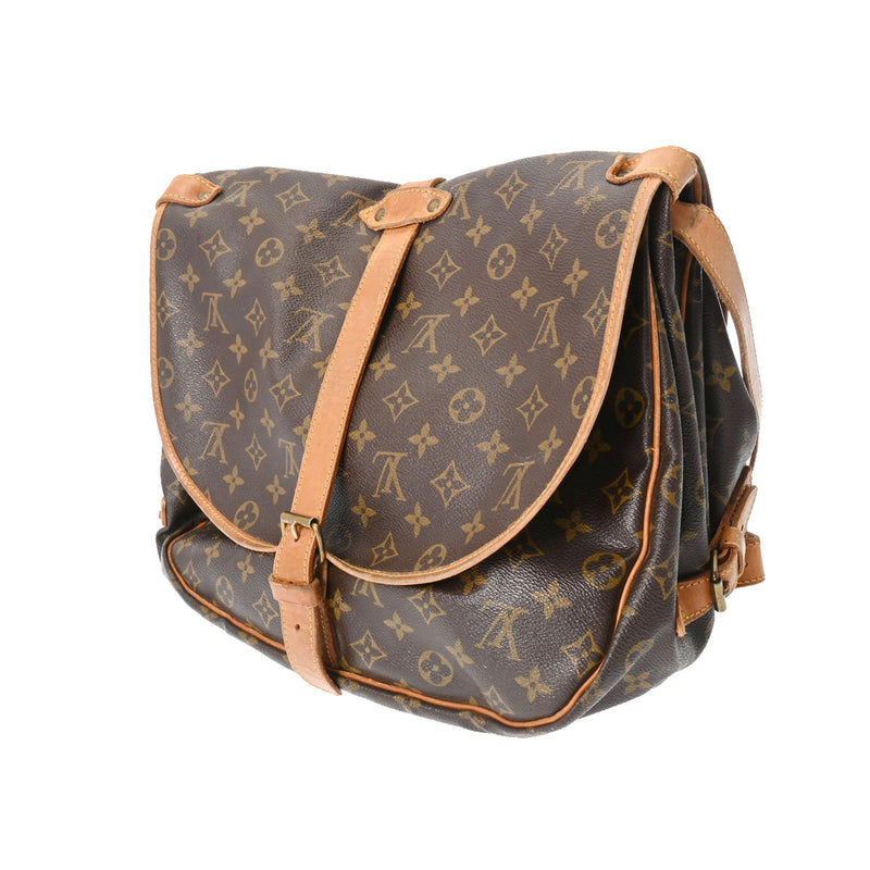 LOUIS VUITTON ルイヴィトン モノグラム ソミュール 35 ブラウン M42254 ユニセックス モノグラムキャンバス ショルダーバッグ Bランク 中古 銀蔵