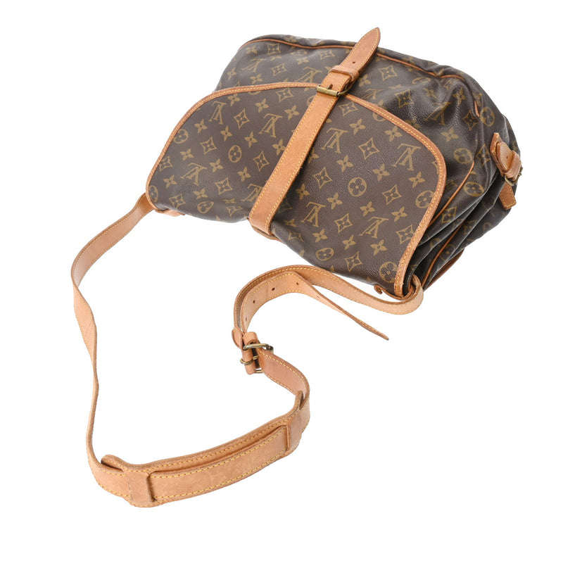 LOUIS VUITTON ルイヴィトン モノグラム ソミュール 35 ブラウン M42254 ユニセックス モノグラムキャンバス ショルダーバッグ Bランク 中古 銀蔵