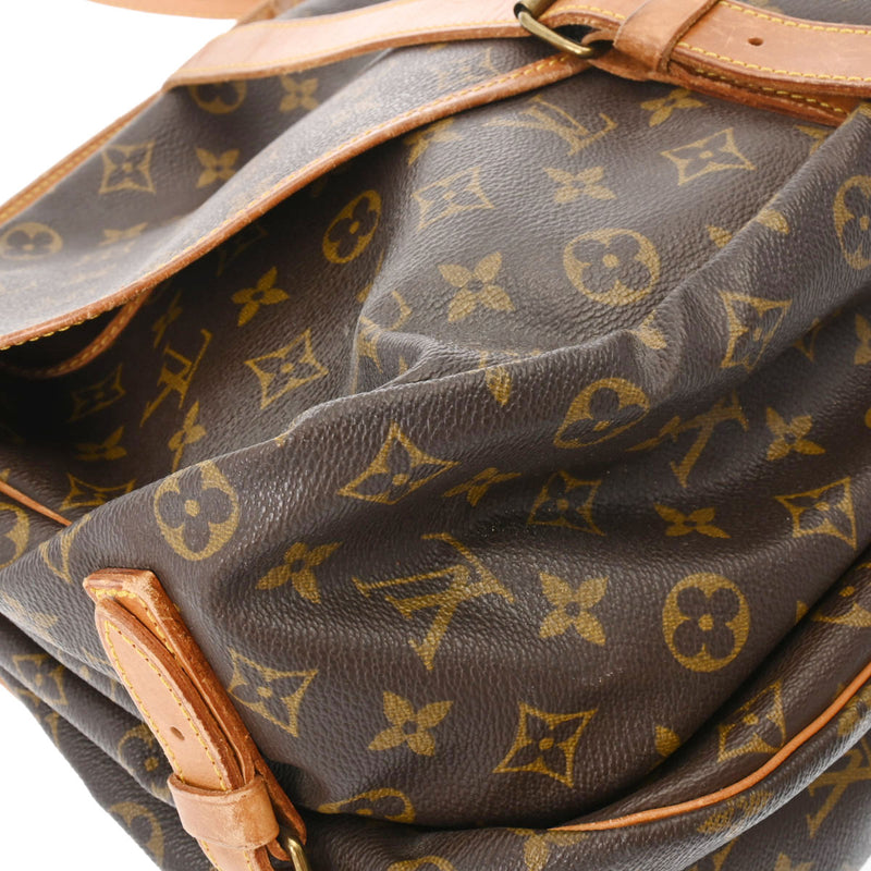 LOUIS VUITTON ルイヴィトン モノグラム ソミュール 35 ブラウン M42254 ユニセックス モノグラムキャンバス ショルダーバッグ Bランク 中古 銀蔵