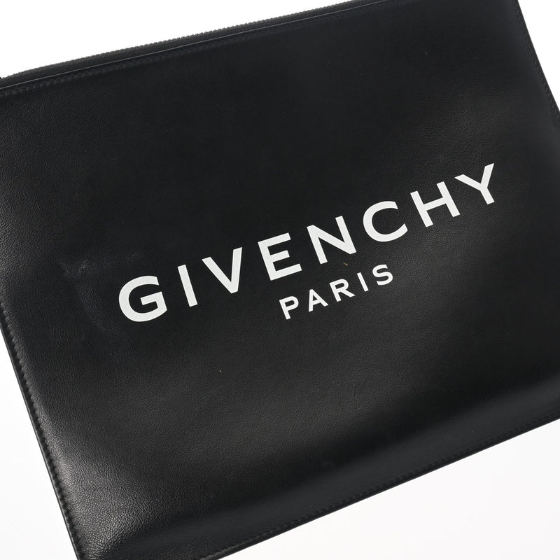 GIVENCHY ジバンシー ロゴ 黒 BK600JK0AC メンズ カーフ クラッチバッグ Bランク 中古 銀蔵