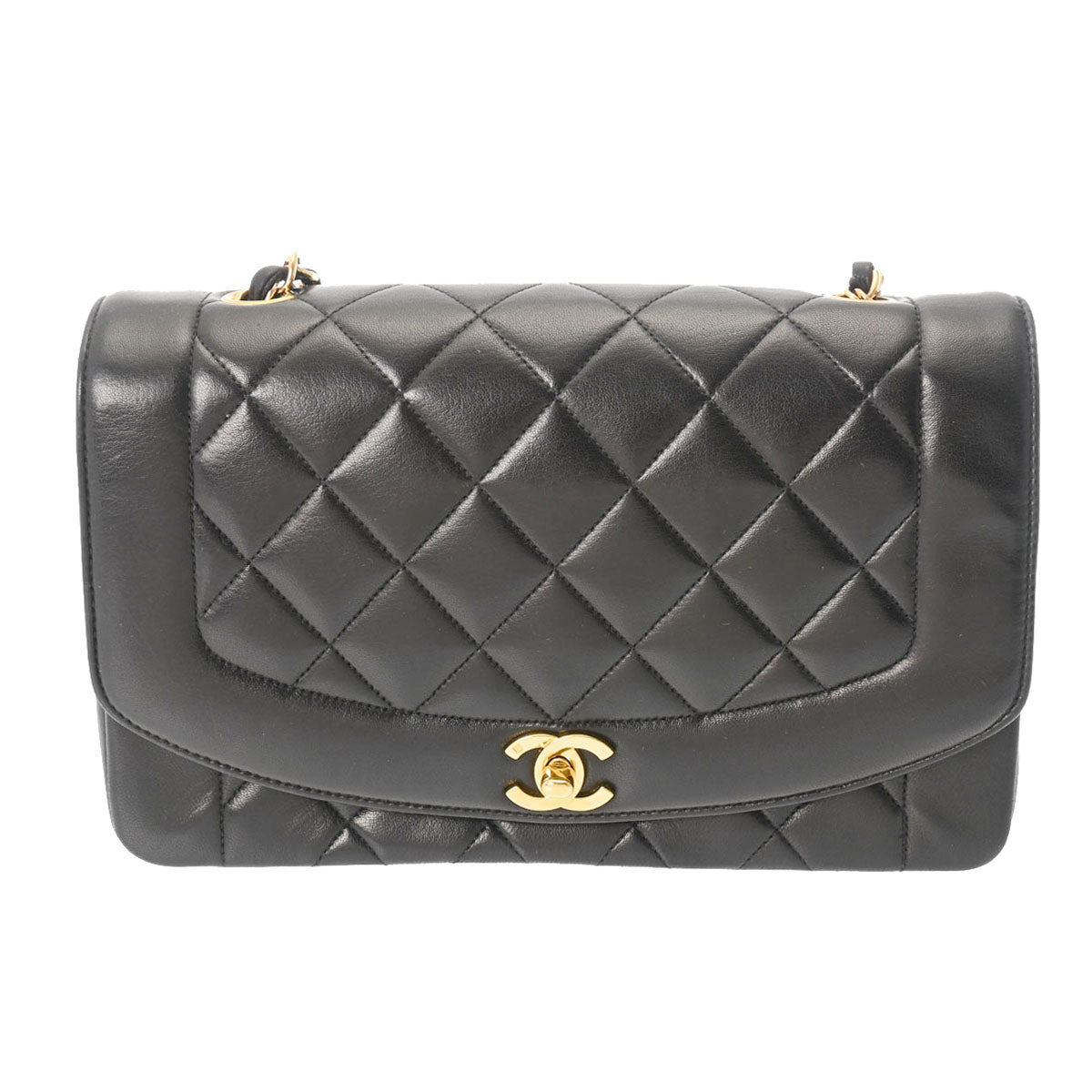 CHANEL シャネル マトラッセ ダイアナ 25cm チェーンショルダー  黒 ゴールド金具 A01165 レディース ラムスキン ショルダーバッグ Aランク 中古  人気・おすすめ｜使いやすい・旅行におすすめ セール中 全国発送 国内発送対応