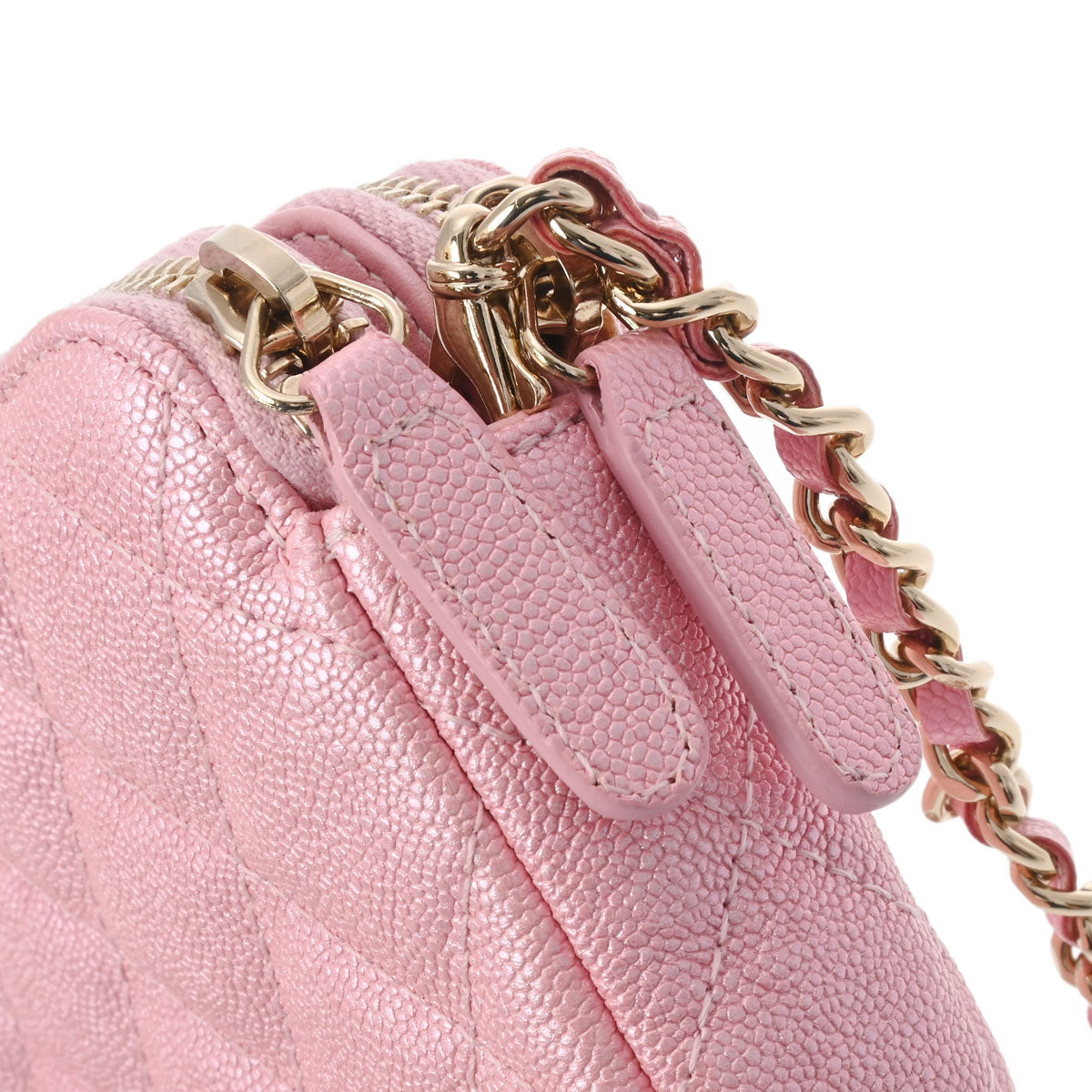 シャネルチェーンウォレット 2WAY ピンクメタリック ゴールド金具