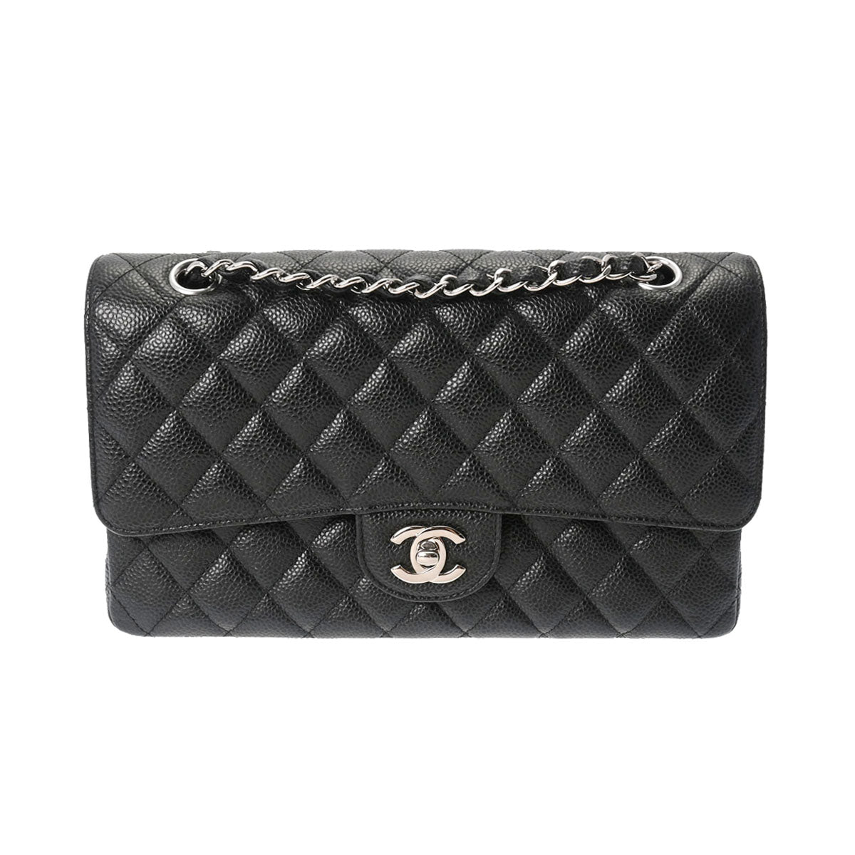 CHANEL シャネル マトラッセ Wフラップ チェーンショルダー 25cm 黒 