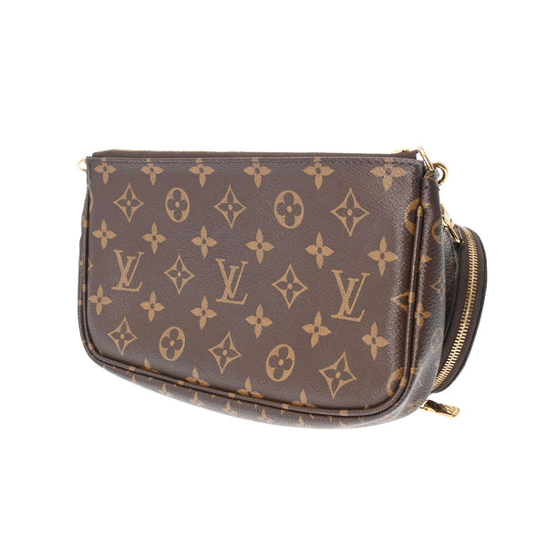 LOUIS VUITTON ルイヴィトン モノグラム ミュルティ ポシェット アクセソワール ブラウン カーキ M44813 レディース モノグラムキャンバス ショルダーバッグ ABランク 中古 銀蔵