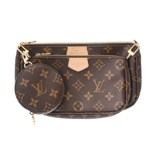 LOUIS VUITTON ルイヴィトン モノグラム ミュルティ ポシェット アクセソワール ブラウン カーキ M44813 レディース モノグラムキャンバス ショルダーバッグ Aランク 中古 銀蔵