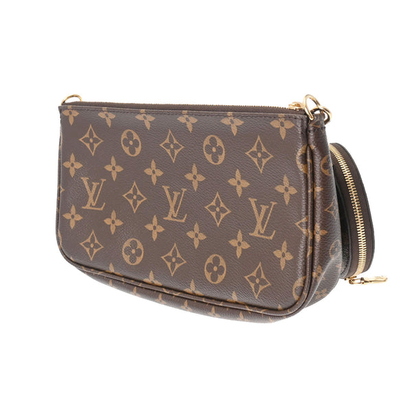 LOUIS VUITTON ルイヴィトン モノグラム ミュルティ ポシェット アクセソワール ブラウン カーキ M44813 レディース モノグラムキャンバス ショルダーバッグ Aランク 中古 銀蔵