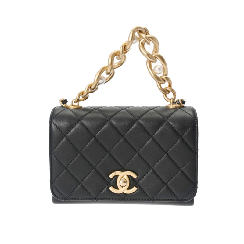 CHANEL シャネル マトラッセ  ミニマトラッセ チェーンショルダー 18cm 黒 ゴールド金具 AS2638 ユニセックス カーフ ショルダーバッグ 未使用 銀蔵