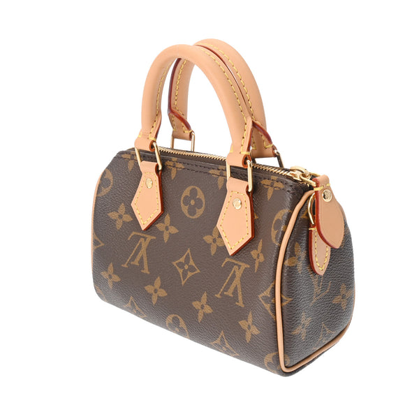 LOUIS VUITTON ルイヴィトン モノグラム ナノスピーディ ブラウン M81085 レディース モノグラムキャンバス ショルダーバッグ 未使用 銀蔵