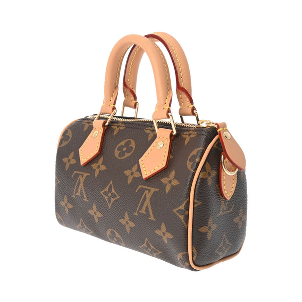 LOUIS VUITTON ルイヴィトン モノグラム ナノスピーディ ブラウン M81085 レディース モノグラムキャンバス ショルダーバッグ 未使用 銀蔵