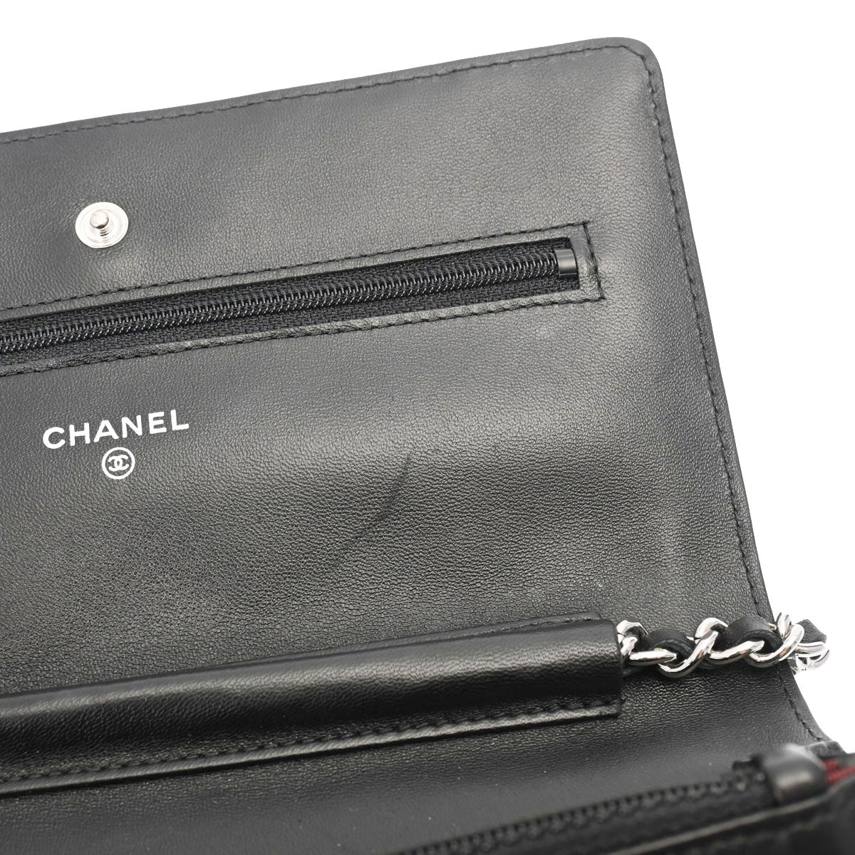 シャネルチェーンウォレット 42976 黒 シルバー金具 レディース