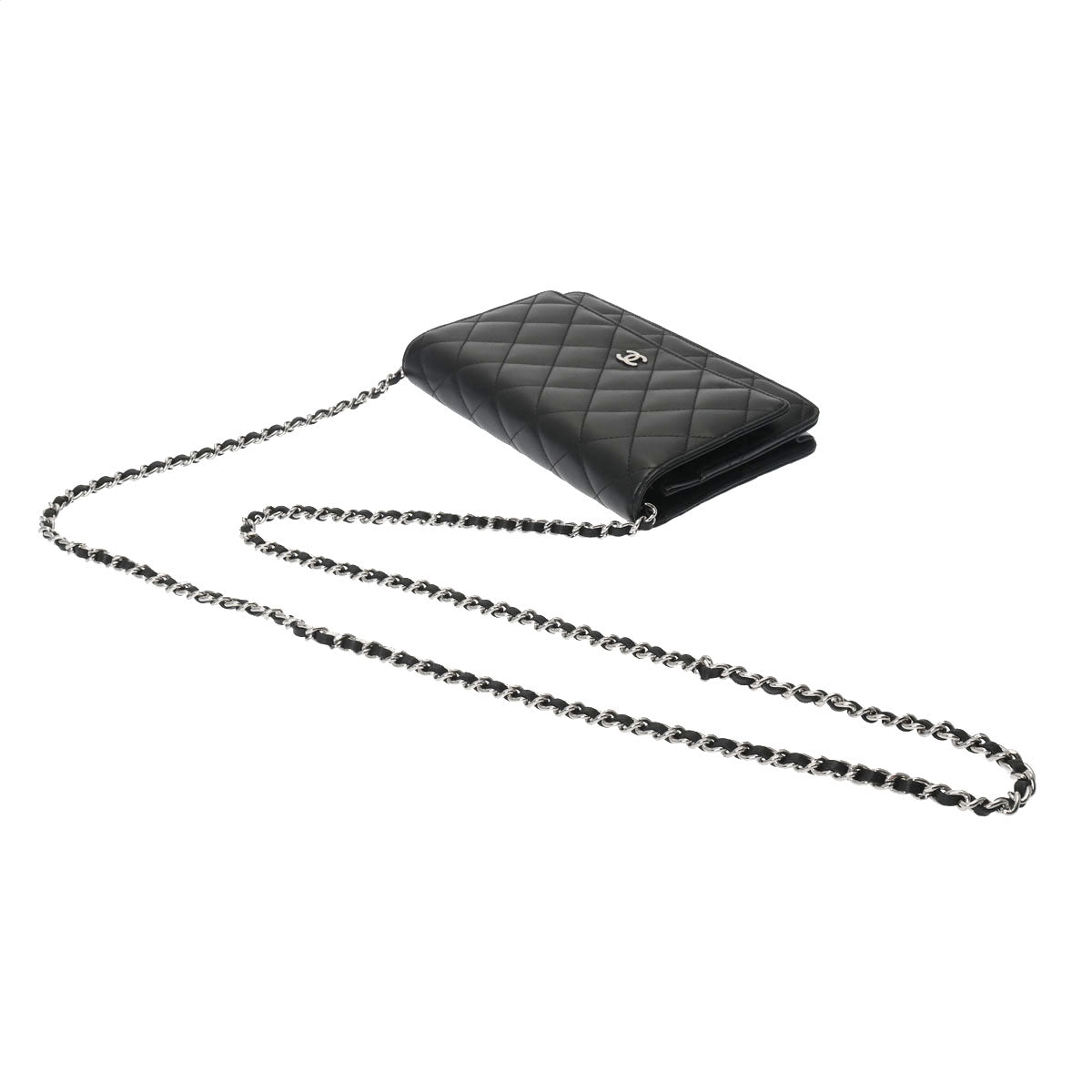 シャネルチェーンウォレット 42976 黒 シルバー金具 レディース