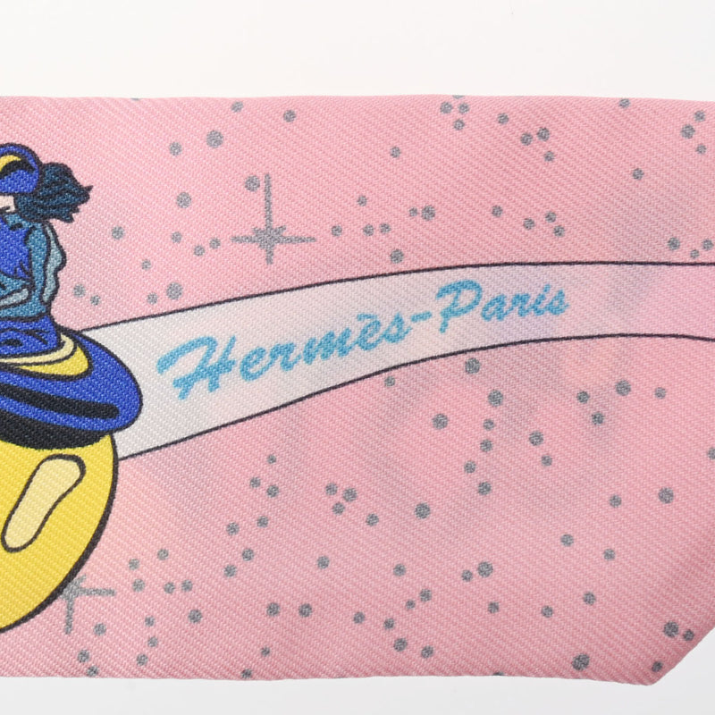 HERMES エルメス ツイリー SPACE DERBY ピンク レディース シルク100％ スカーフ Aランク 中古 銀蔵