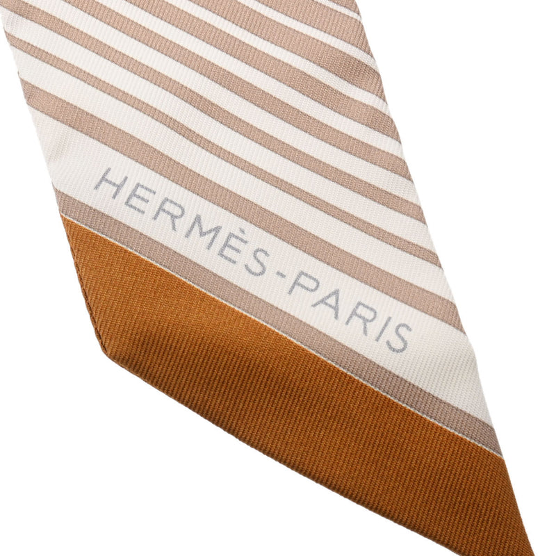 HERMES エルメス ツイリー EX LIBRIS ベージュ レディース シルク100％ スカーフ 新同 中古 銀蔵